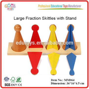 Educativo Montessori Material juguetes de gran fracción de bolos con soporte